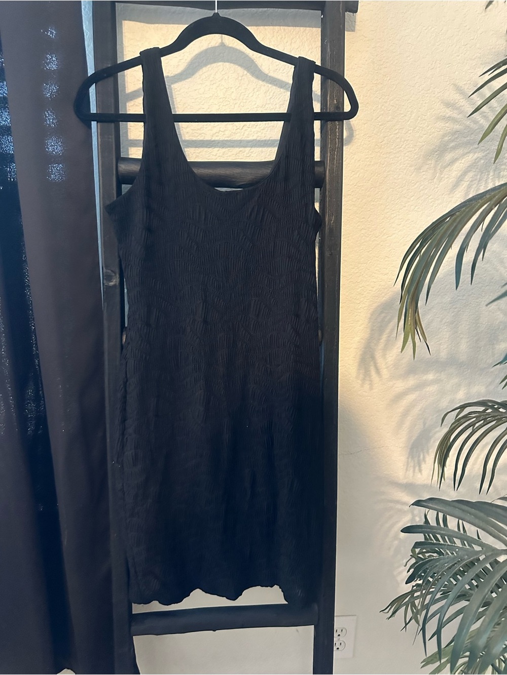 Bar III Black Textured Sleeveless Tank Dress